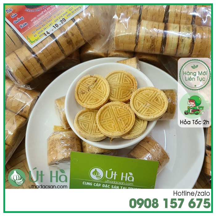 Bánh Đậu Xanh Nhân Thịt Xuân Cơ Bịch 350gr Đặc Sản Hội An Bánh Đậu Xanh Mặn Giòn Ngon - Út Hà Đặc Sản