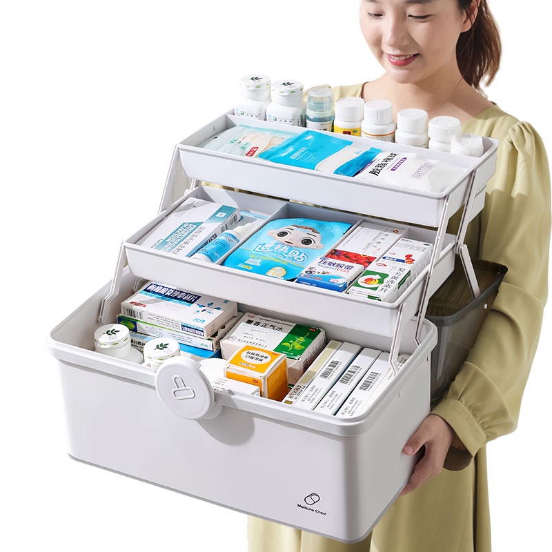 Bộ thuốc gia đình. Hộp Đựng Thuốc Cỡ Lớn Nhiều Tầng Tiện Dụng Cho Gia Đình