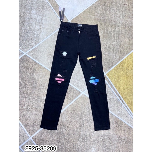 Quần Jean Nam Cao Cấp AMR Vá Màu Siêu Đẹp - Quần Jeans Nam Amr Rách Siêu Hot