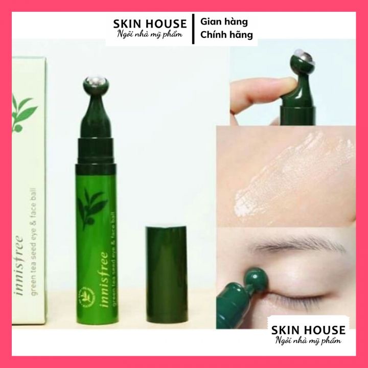 Lăn Dưỡng Mắt Innisfree - Kem dưỡng mắt có thanh lăn massage mắt Innisfree Green Tea Seed Eye &amp; Face Ball 10ml