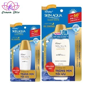 Sunplay Skin Aqua Clear White SPF50+, PA++++: Sữa Chống Nằng Dưỡng Da Trắng Mịn Tối Ưu