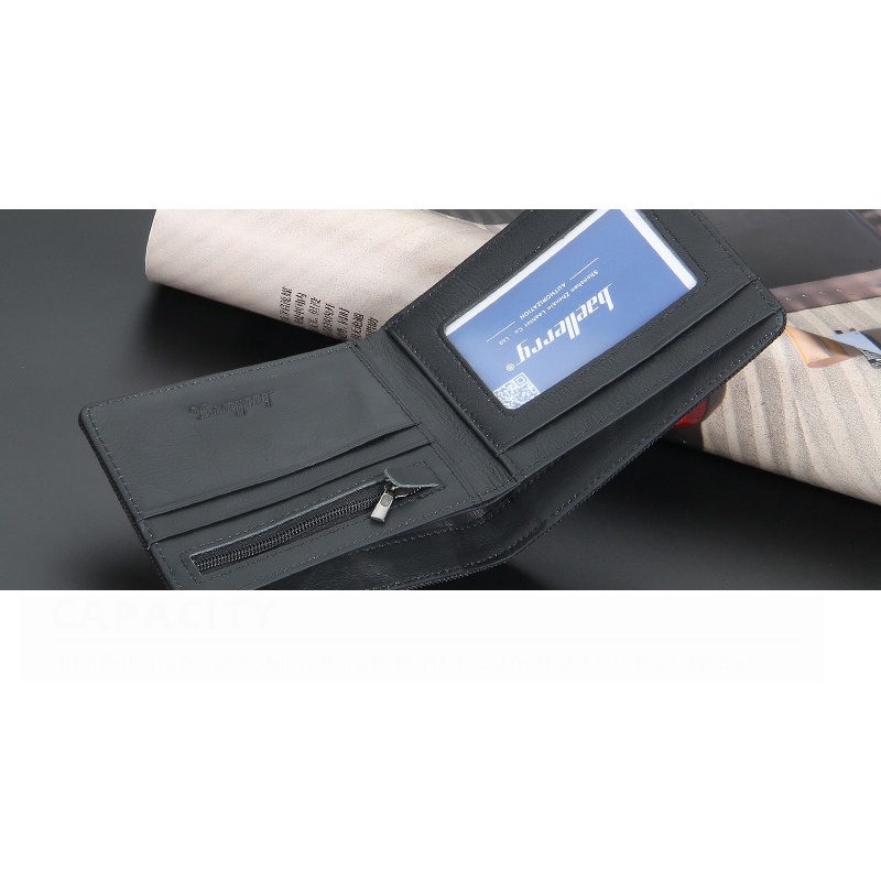 Bóp ví da nam Baellerry cao cấp kiểu dáng ví ngang dập nổi  nhiều ngăn đựng thẻ giấy tờ phong cách hàn quốc