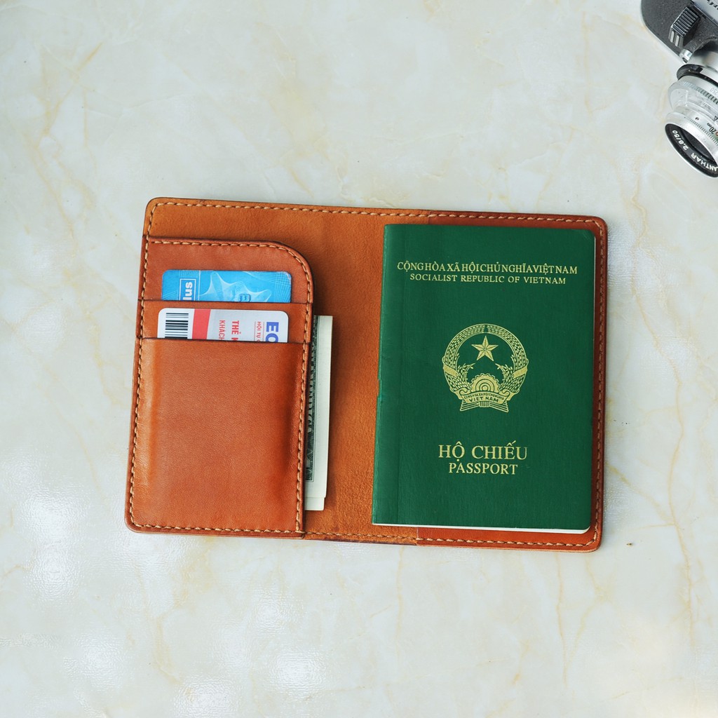 Bìa bọc sổ Passport - Da bò nhập khẩu - Đồ da Handmade DTV123