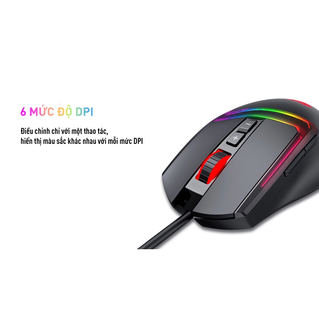 【Giao Hỏa Tốc】Chuột Gaming Có Dây Havit MS953 RGB Blacklit, 6 Chế Độ DPI, 7 Nút Control, 20 Triệu Lần Nhấn - Chính Hãng