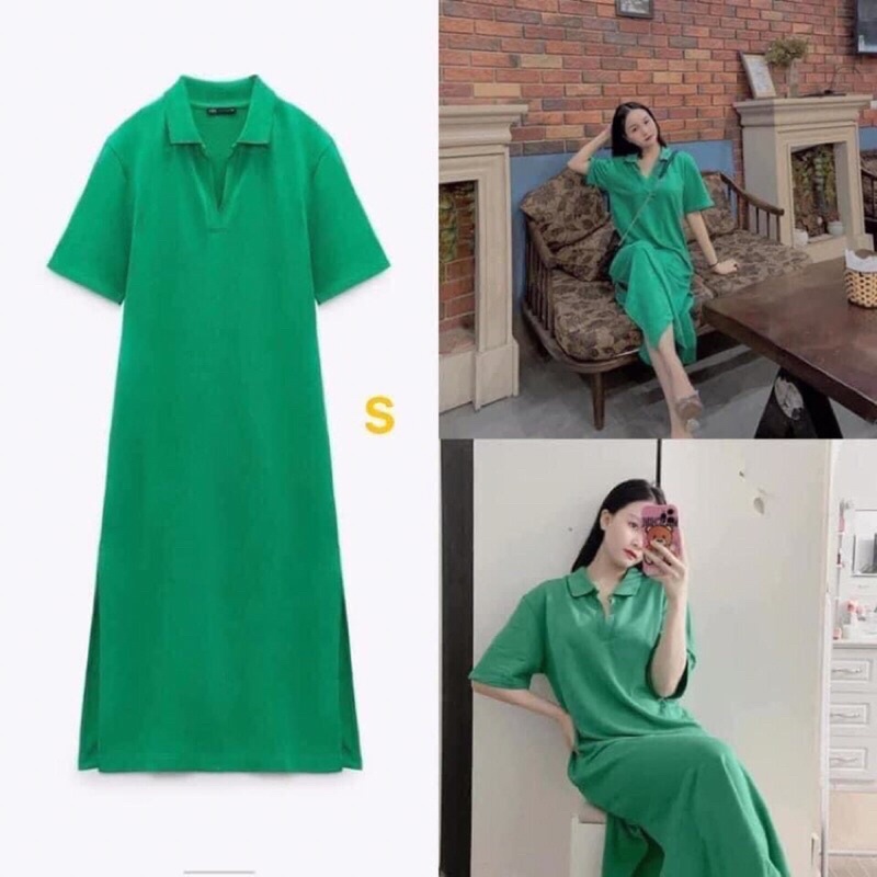 VÁY POLO SUÔNG ZARA XẺ TÀ MÀU BE ĐEN