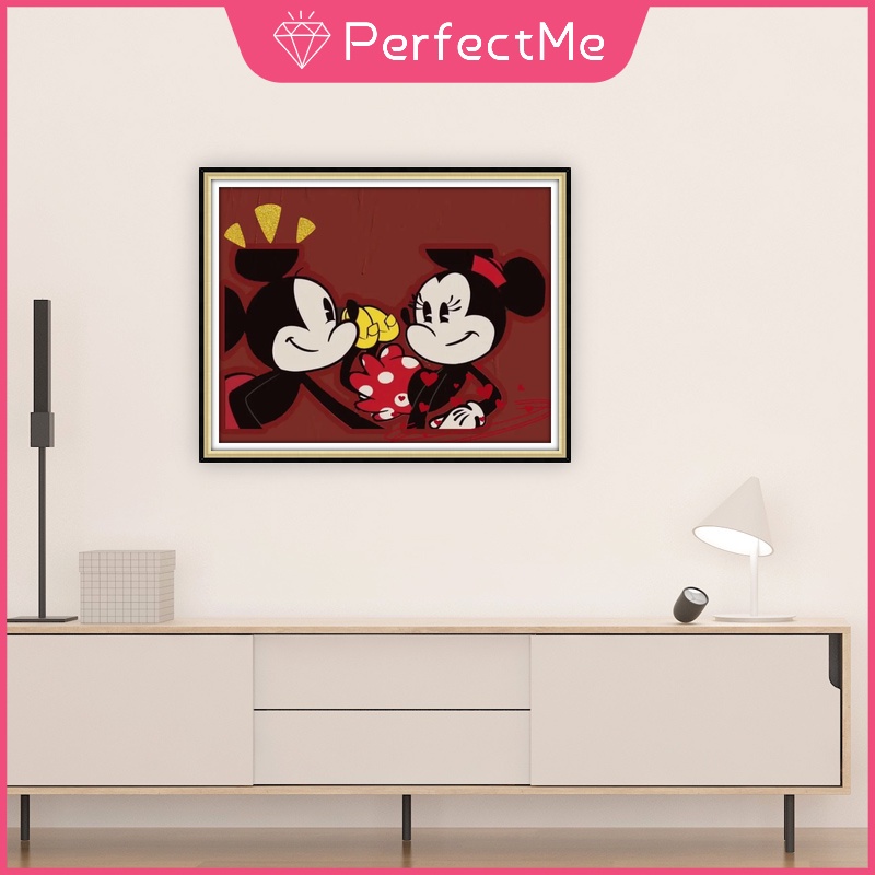 Bộ tranh đính đá 5D họa tiết hoạt hình Mickey Minnie độc đáo DIY 30x40cm