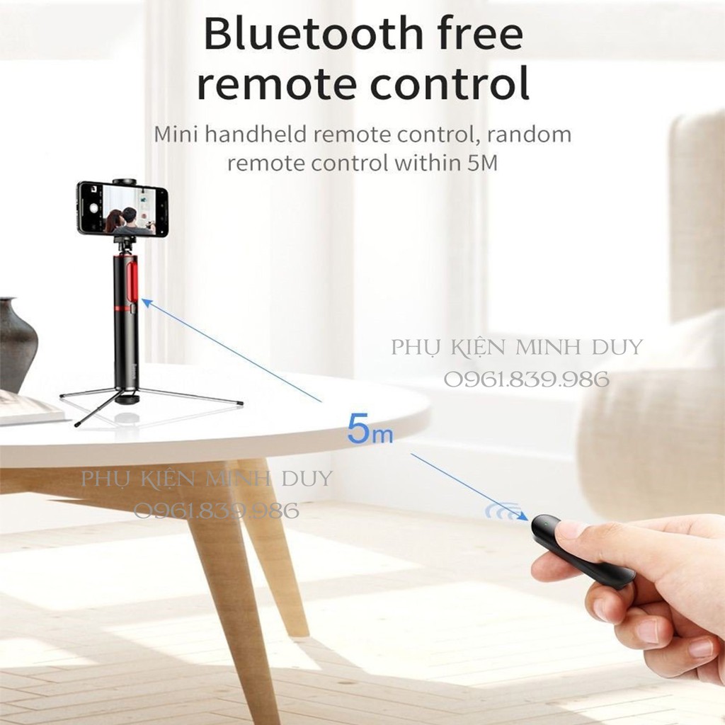 Gậy chụp hình tự sướng/ Live Stream tích hợp Tripod xếp gọn Baseus Fully Folding Selfie Stick (Bluetooth Remote...)