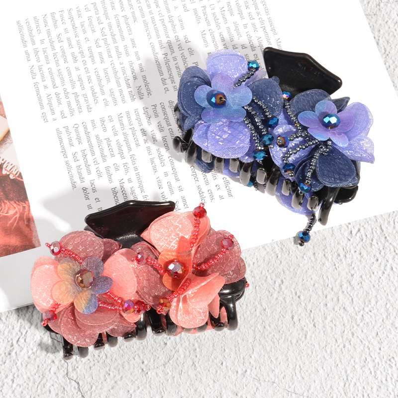 Kẹp Tóc Đính Hoa Ruy Băng Lưng Cỡ Lớn Phong Cách Hàn Quốc