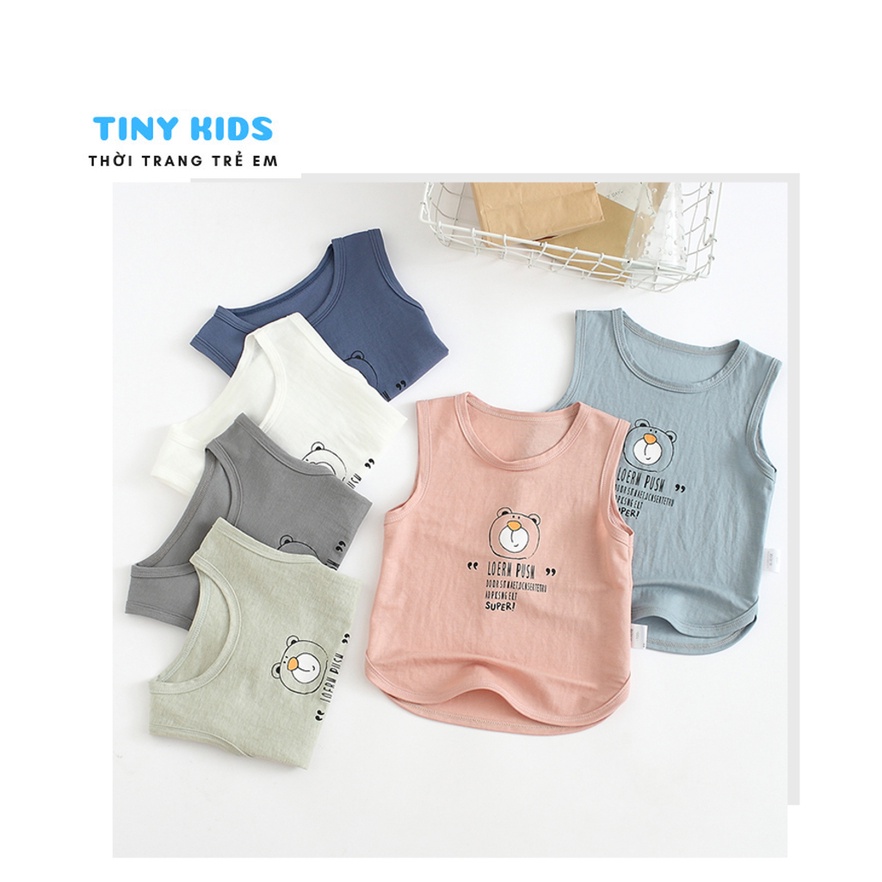 Áo thun trẻ em cộc tay xuất xịn , áo phông bé trai hình gấu cho bé trai bé gái Tiny Kids  bé từ 6-28kg