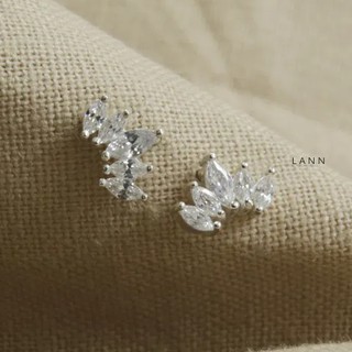 Khuyên vương miện đá hạt thóc BẠC S925 LANN E178