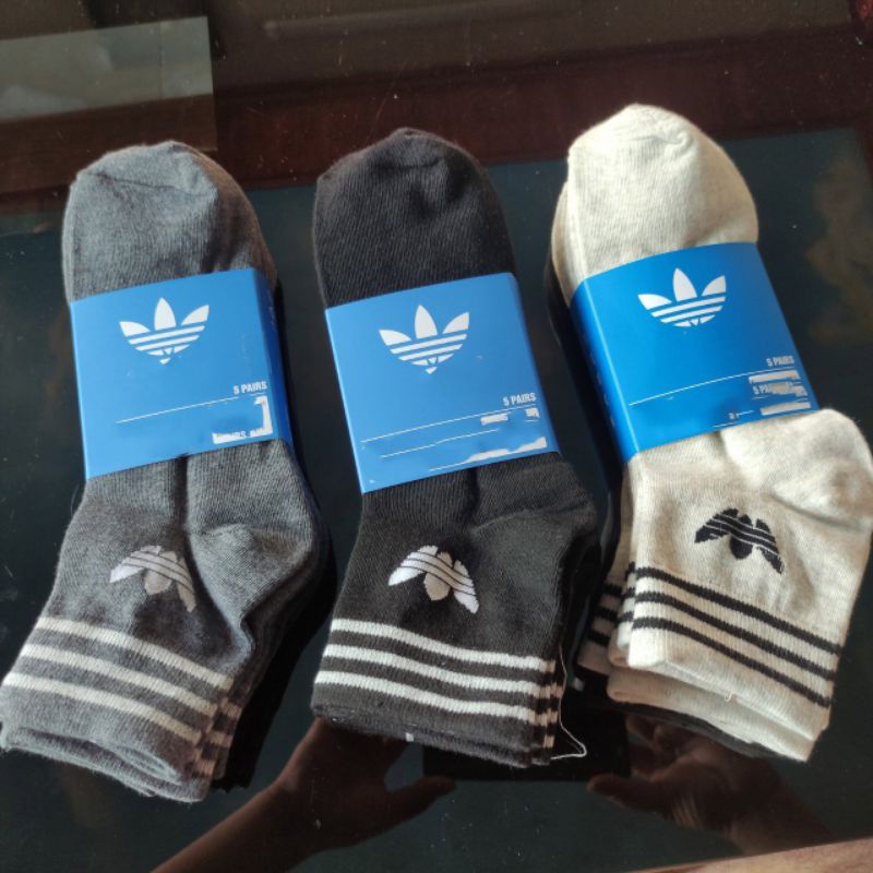 Tất nam cổ ngắn 5 đôi  thể thao adidás ba sọc ba lá hàng xuất dư