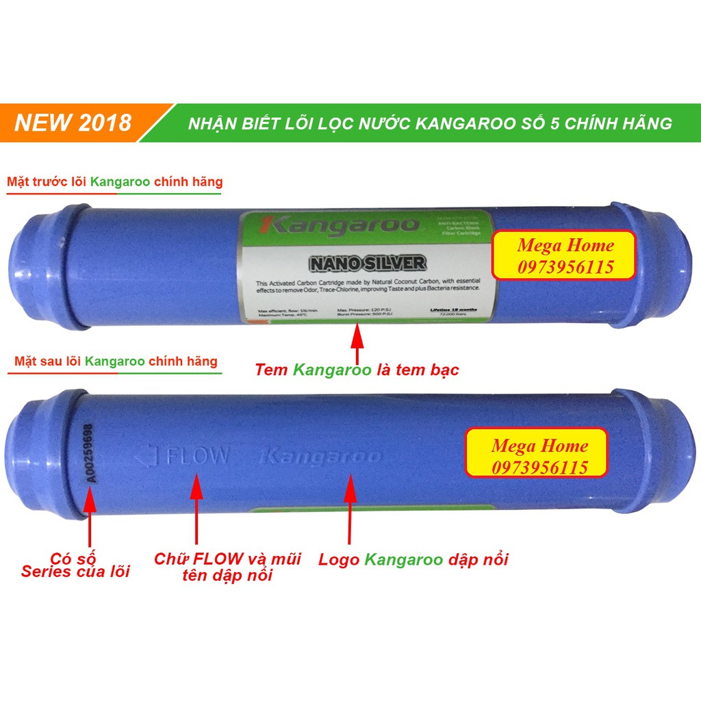 Lõi lọc Kangaroo số 5 Nano silver (hàng chính hãng 100%)