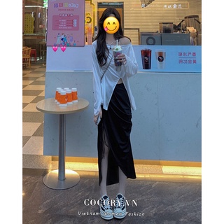 【Cocory】Chân Váy Midi Lưng Cao Phối Dây Cột Xẻ Tà Thời Trang Quyến Rũ Cho Bạn Gái