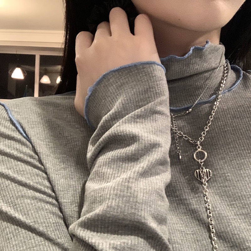 Áo thun tay dài cổ cao kiểu Hàn cho nữ