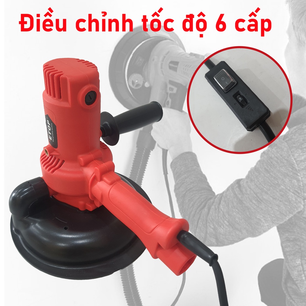 Máy chà tường, chá nhám có hút bụi ETOP SL1530-850w, đĩa mài 180mm, bộ phụ kiện đầy đủ + TẶNG 2 GIÁP CHÀ