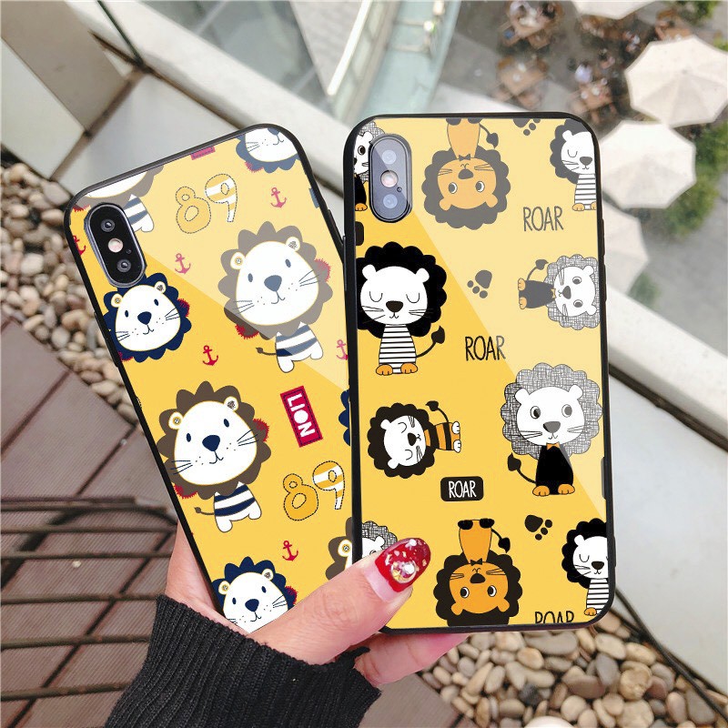 Ốp lưng iphone kính cường lực Lion cho iphone 13 12 pro max mini 11 14 pro max plus x r xs max 7 8 plus 6 s plus se 2020