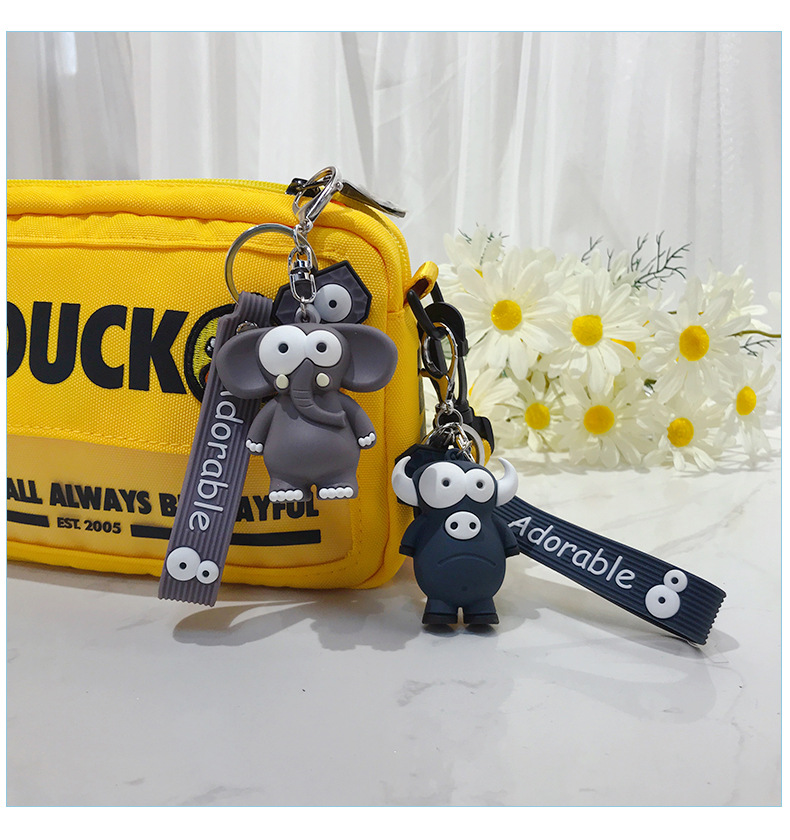 Móc khóa mặt hình chú voi/ trâu bò hoạt hình đáng yêu thời trang