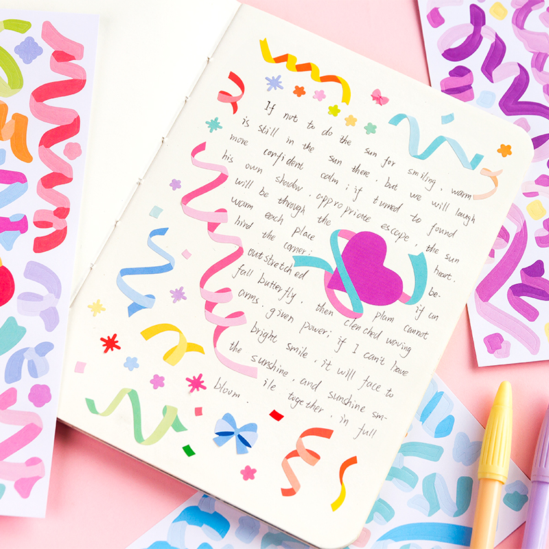 Bộ 3 tờ hình dán họa tiết nhiều màu sắc chuyên dụng để trang trí DIY