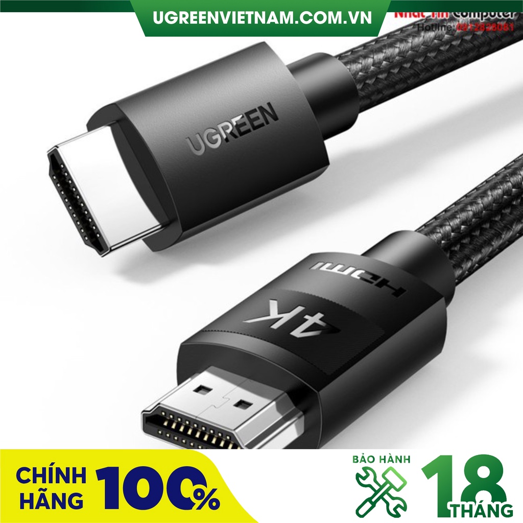 Cáp HDMI 1.4 dài 20M 25M 30M bọc nylon hỗ trợ độ phân giải 4K@30Hz Ugreen cao cấp (Có IC khuếch đại)