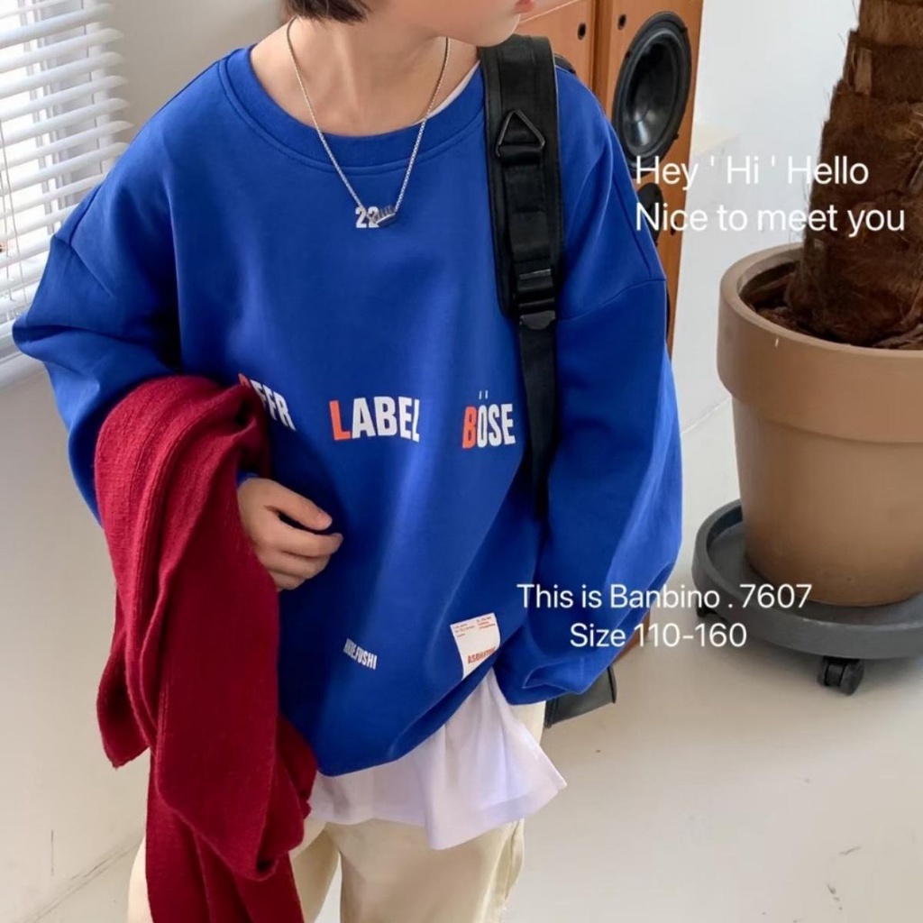 Áo sweater Banbino dài tay cho bé size đại 25-50kg áo khoác bé trai, bé gái chất cotton cao cấp 5 tuổi đến 18 tuổi T2