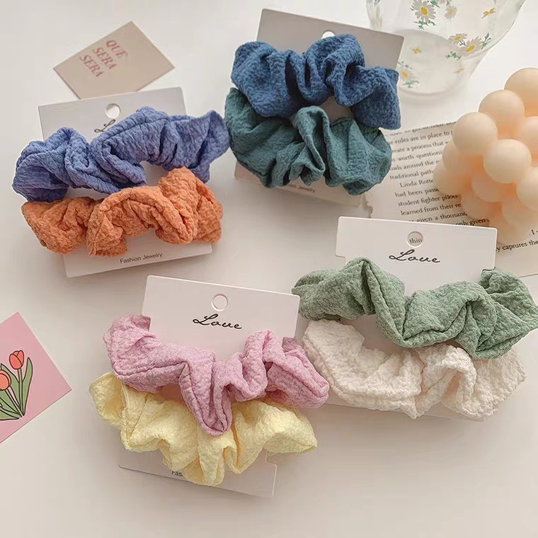 Buộc tóc scrunchies mẫu trơn nhiều màu sắc Vian