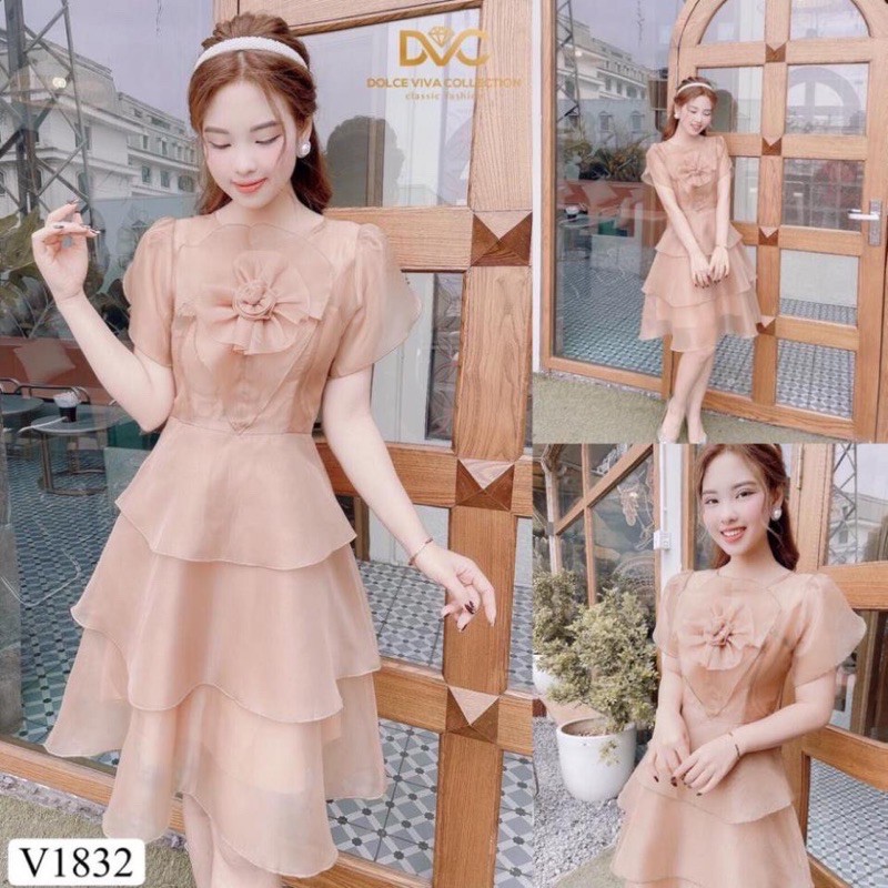 Váy xoè voan kính nơ ngực V1832 - Mimo shop phân phối chính thức ( kèm ảnh thật shop tự chụp)