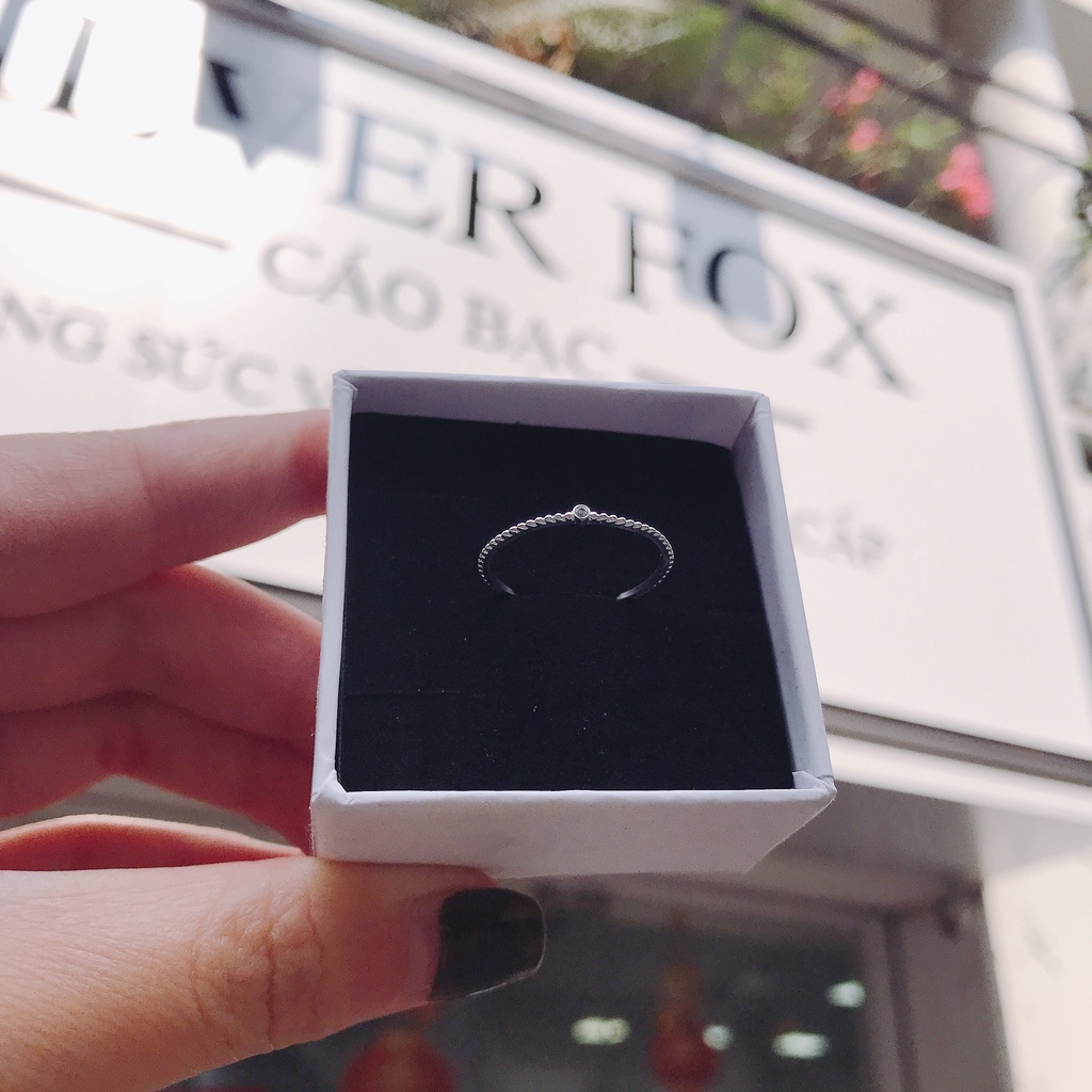 Nhẫn Bạc Ta Minimalist Cao Cấp CaoBac Silver Ổ Đá Mini Cạnh Bi Xinh Xắn Dành Tặng Riêng Cho Bạn Gái