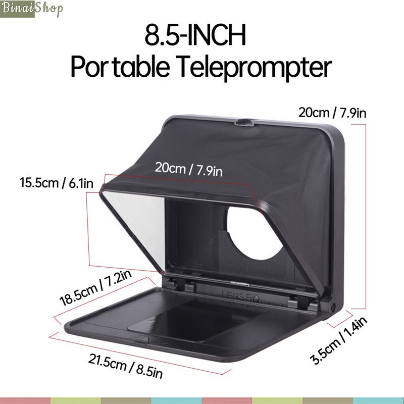 Lensgo Teleprompter TC7  - Máy Nhắc Chữ Mini Cho Biên Tập Viên, MC Truyền Hình, Dùng Cho Điện Thoại, Máy Ảnh
