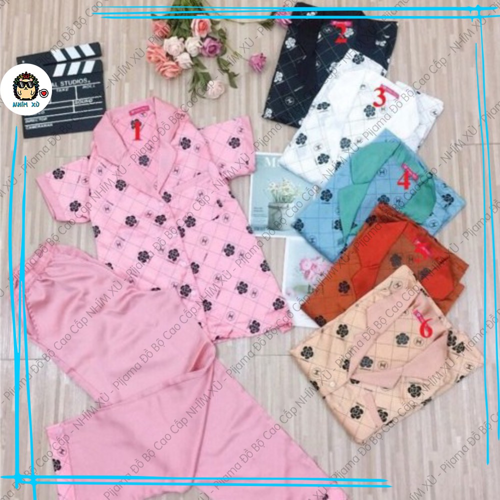 Đồ Bộ Ngủ Pijama Mặc Nhà Áo Tay Ngắn Quần Dài Vải Satin Hàn Quốc CC | BigBuy360 - bigbuy360.vn