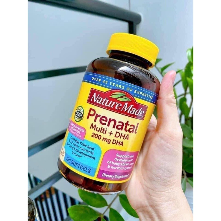 Viên Uống Nature Made Prenatal Multivitamin+DHA 200mg DHA 150 Viên Bổ Sung Vitamin Cho Bà Bầu