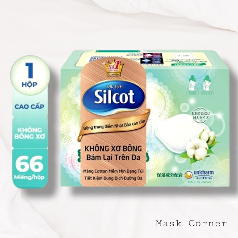 Bông tẩy trang SILCOT hộp xanh lá 66 miếng loại cao cấp