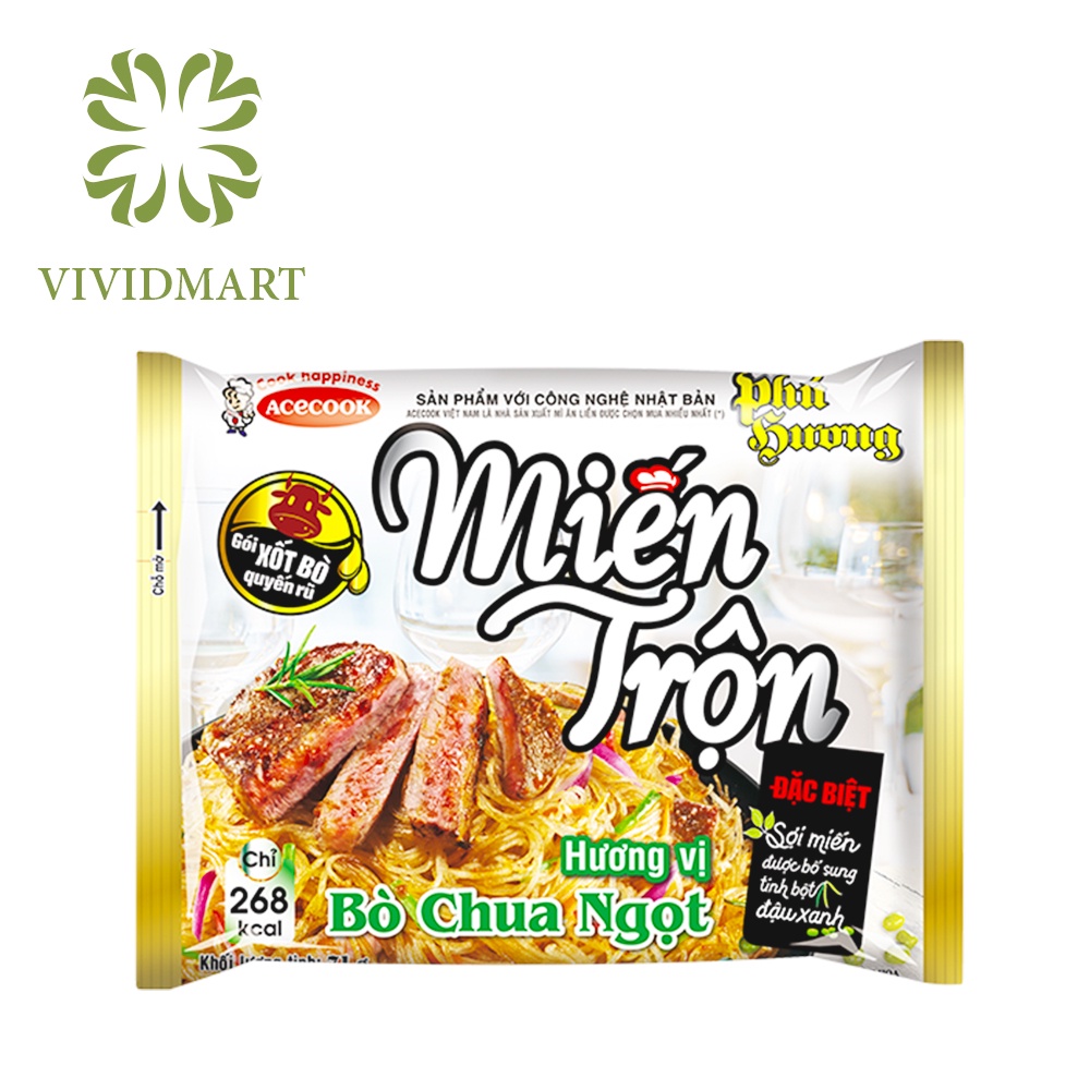 [Toàn quốc] [Gói] MIẾN TRỘN ĂN LIỀN PHÚ HƯƠNG 2 VỊ: BÒ CHUA NGỌT VÀ XỐT CUA (SỐT CUA) – GÓI 71g – ACECOOK | BigBuy360 - bigbuy360.vn