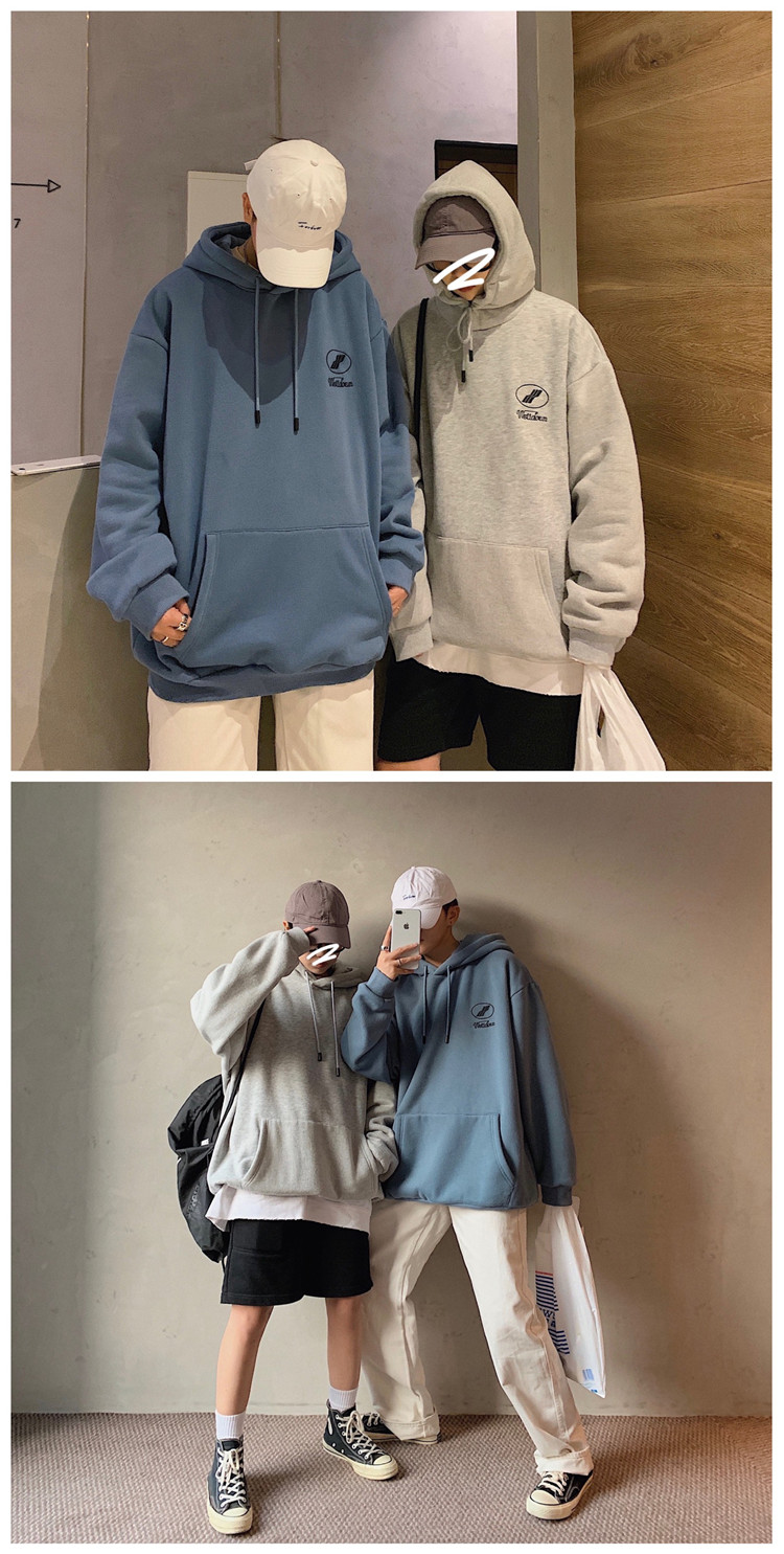 Áo hoodie vải lông cừu dày size rộng màu trơn thời trang xuân thu dành cho học sinh | BigBuy360 - bigbuy360.vn