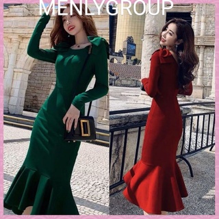 Đầm body nơ vai đuôi cá, xinh quá ạ bao chất