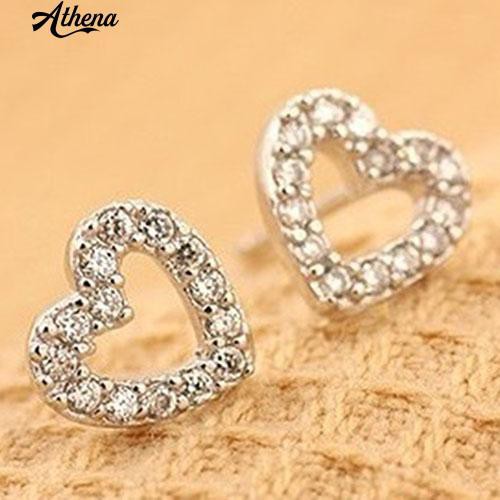 Khuyên Tai Hình Trái Tim Đính Đá Thời Trang Cho Nữ