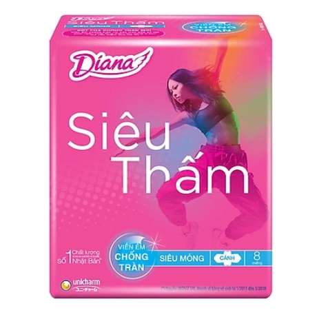 Băng vệ sinh Diana siêu thấm siêu mỏng cánh gói 8 miếng