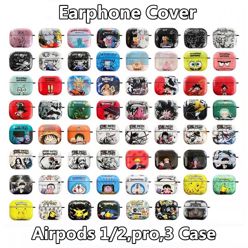 Ốp hoạt hình Pikachu Sesame Street One Piece gấu Kaws 63 màu tùy chọn thích hợp cho AirPods 1/2 pro 3