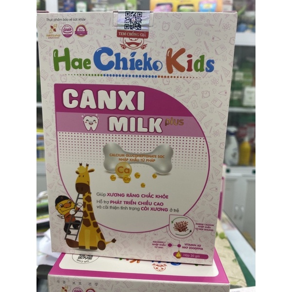 Thực phẩm bảo vệ sức khoẻ, Canxi milk plus, Canxi dạng thạch gói, hộp 20 gói