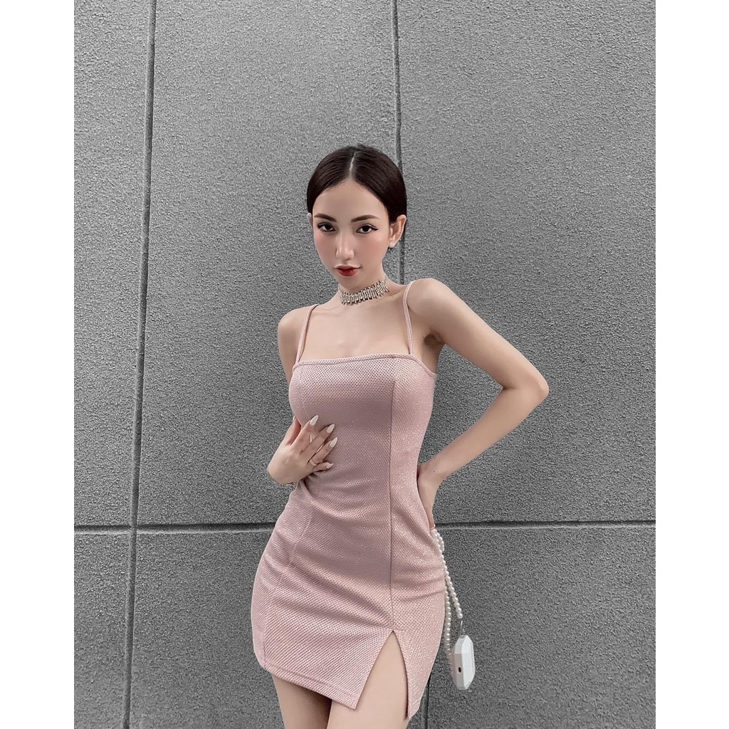 Đầm Body 2 Dây Kim Tuyến Xẻ Đùi