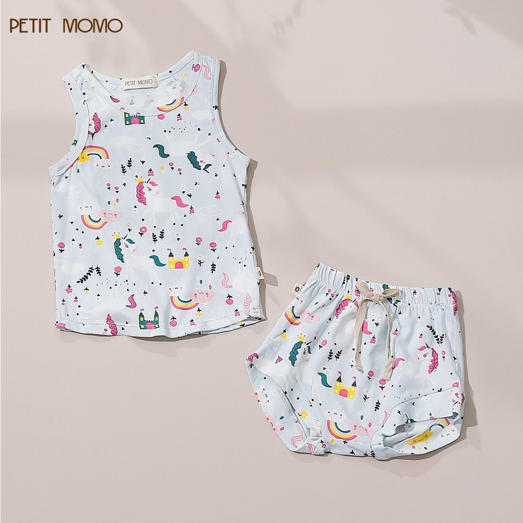 Bộ Ba Lỗ Bé Trai Bé Gái 1-6 Tuổi PETIT MOMO Thun Cotton Mát Lạnh Mềm Mại Cho Bé H129