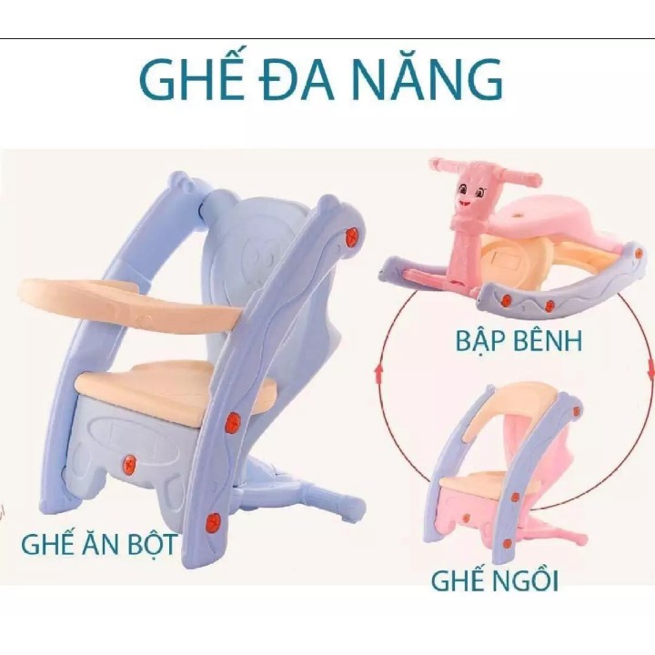 Ghế ăn dặm kết hợp bập bênh 3in1 có nhạc (quà tặng Bobby)