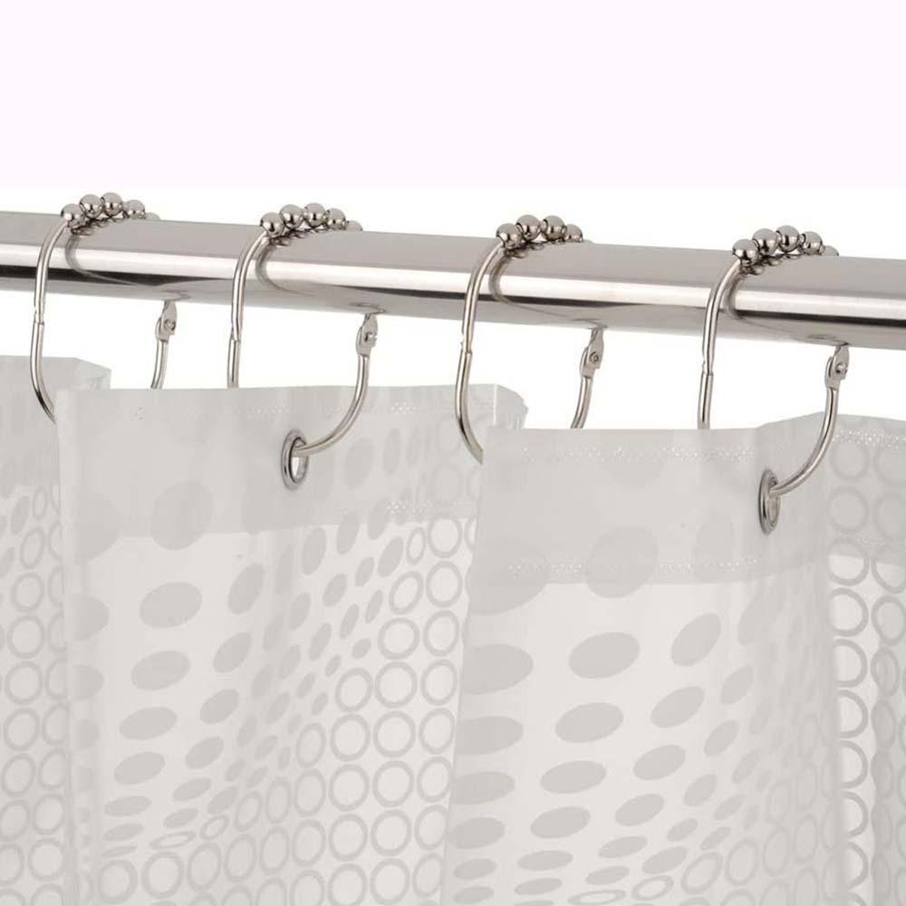 Bộ 12 Móc Treo Rèm Cửa Nhà Tắm Có Con Lăn Cân Bằng Chống Rỉ Sét