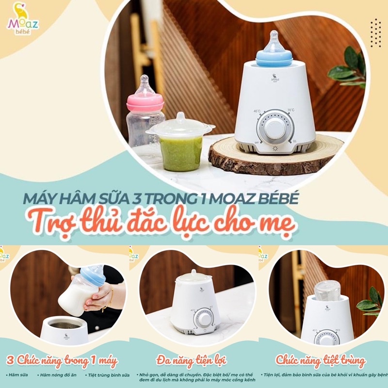 Máy hâm sữa 3 trong 1 Moaz BéBé MB-039 - Trợ thủ đắc lực cho mẹ