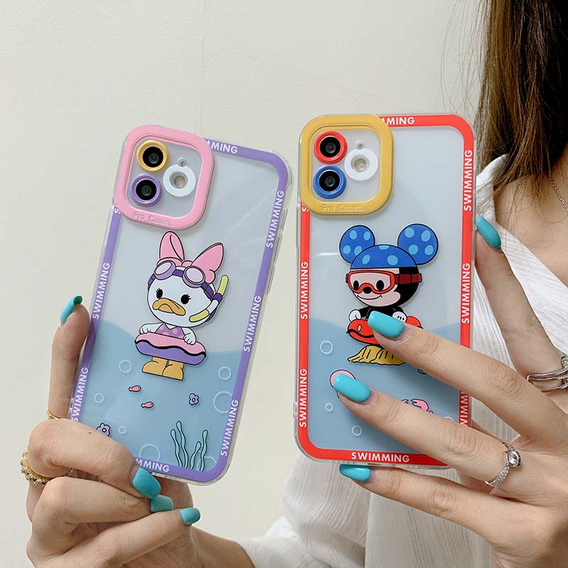 iPhone Case Casing Swimming Mouse For iPhone7 8 11 12 Pro Max Plus X XS XR XSMAX Dust Shock Dirt Resistant TPU Silicon Soft Case Cover Skins AISMALLNUT