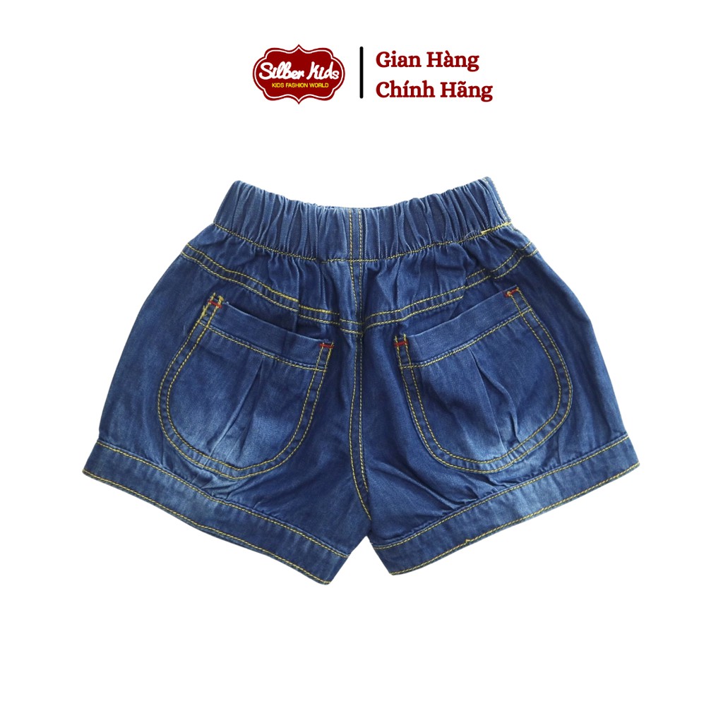 [Mã BMBAU50 giảm 7% đơn 99K] Quần Short Jean Bé Gái Đính Nơ Phối Đáp Túi Trước SILBER KIDS