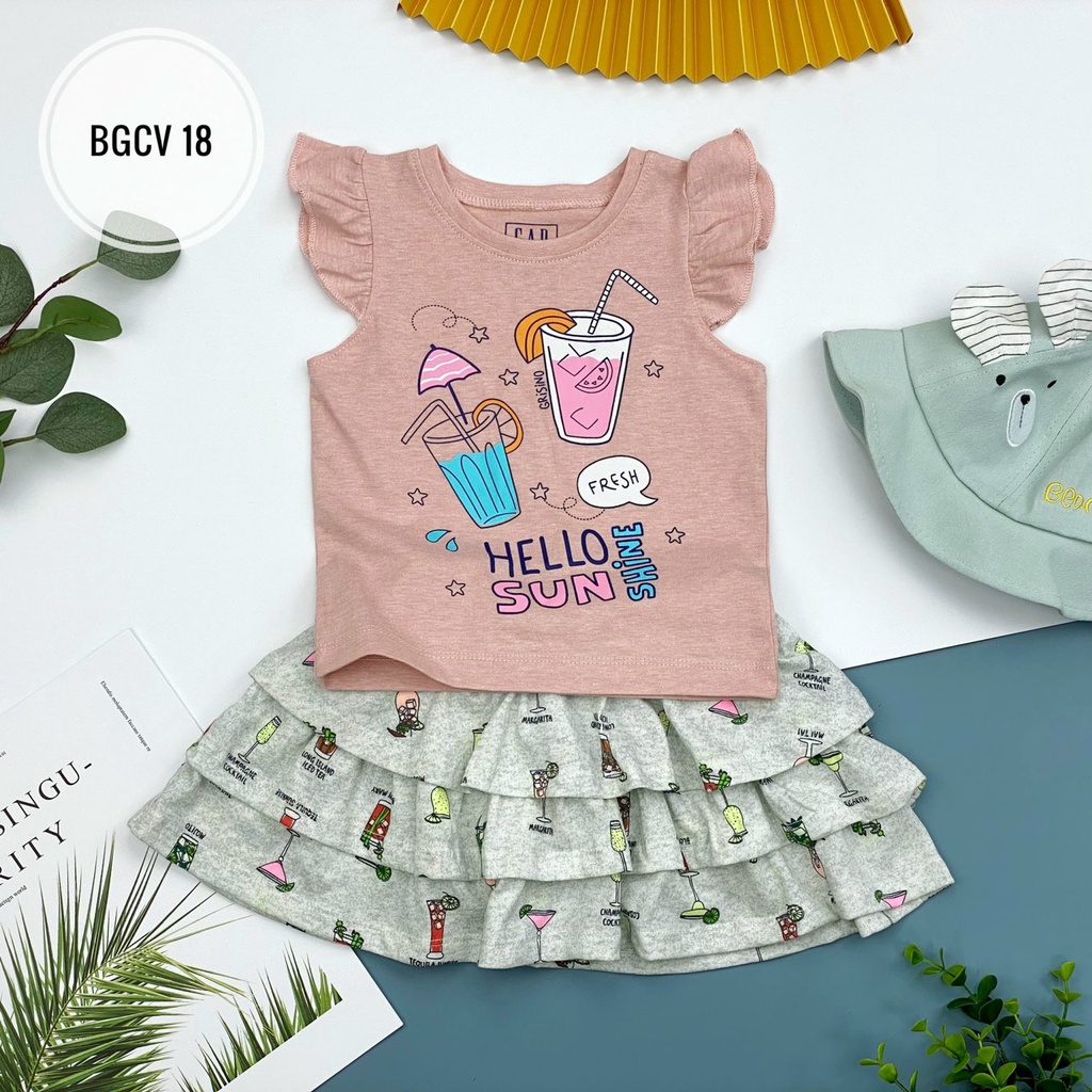 Áo thun chân váy Litibaby cho bé gái 10-37kg