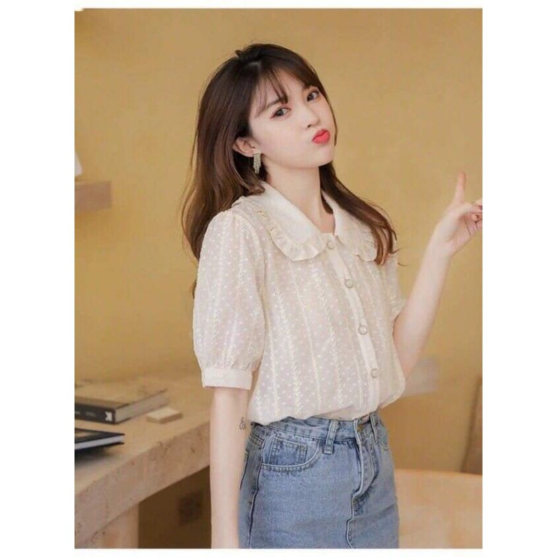 áo sơ mi nữ cổ sen
