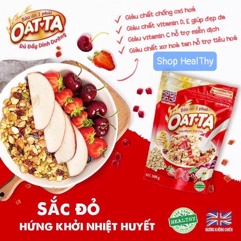 Ngũ cốc yến mạch trái cây OATTA hương không chiên gói 300g