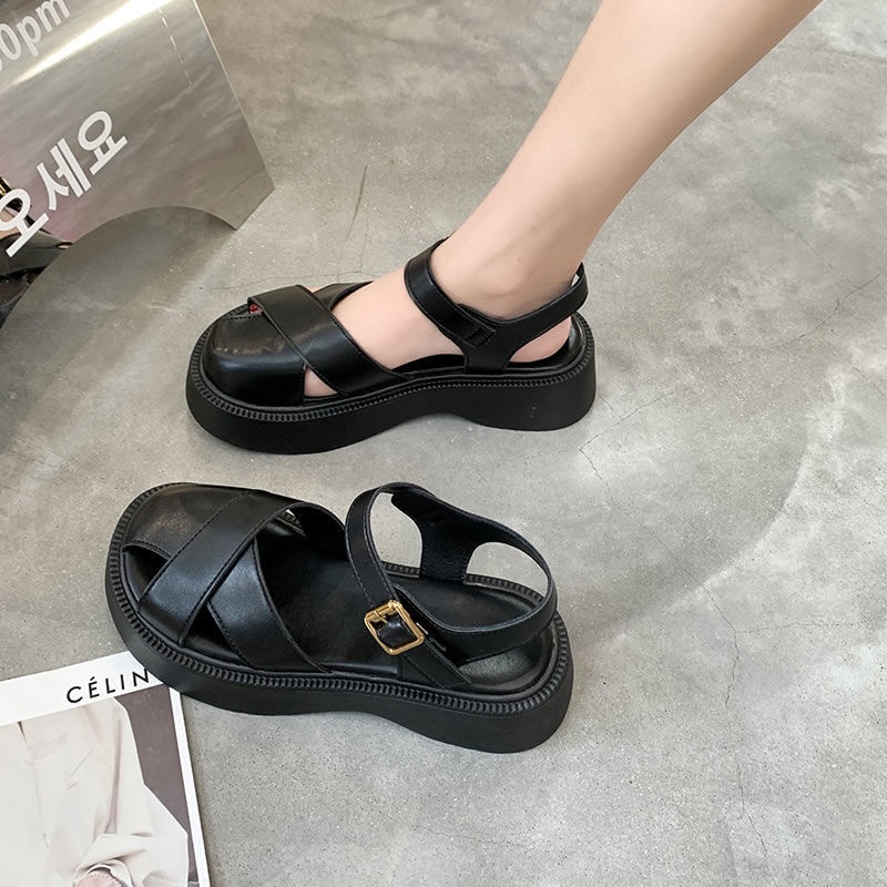 Giày Sandal Bít Mũi Đế Bằng Thiết Kế Đơn Giản Thời Trang Mùa Hè~2022