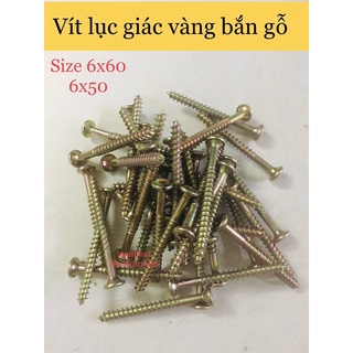 [1kg] ốc lục giác bắn gỗ vàng size 6x60-6x50